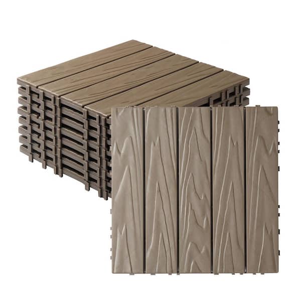 1 ft. x 1 ft. Plastic Interlocking Deck Tile in Coffee (27 per Case)