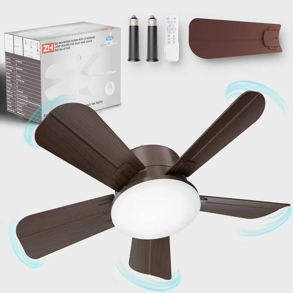 Etokfoks 16 in. Smart Indoor Brown Reversible Ceiling Fan with 