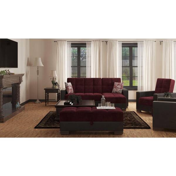 burgundy leather ottoman coffee table