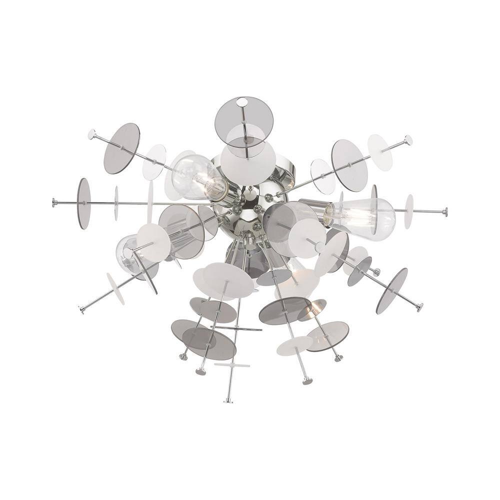 Circulo Polished Chrome 4-Light Ceiling Mount with Geometric Glass Discs
