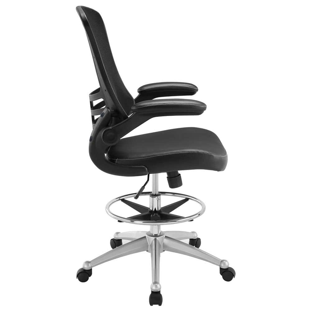 Black Mesh and Vinyl High Back Swivel Drafting Chair