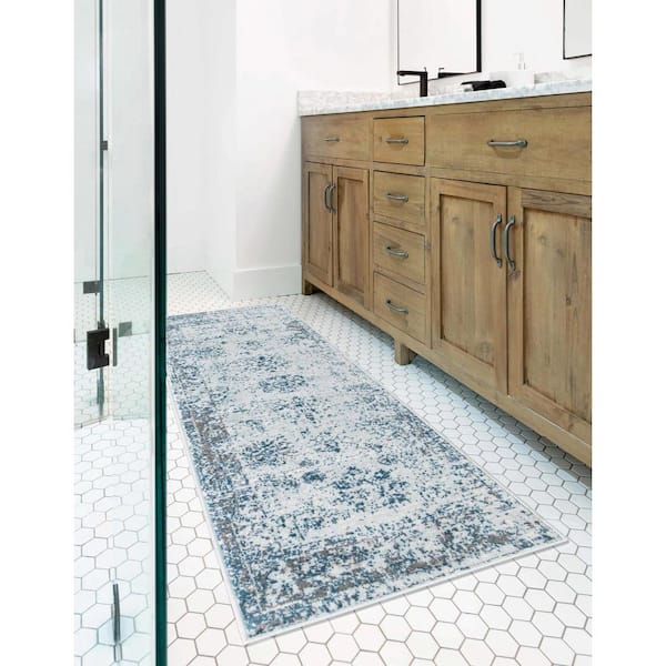 Sofia Casino Light Blue 2 ft. x 8 ft. Area Rug