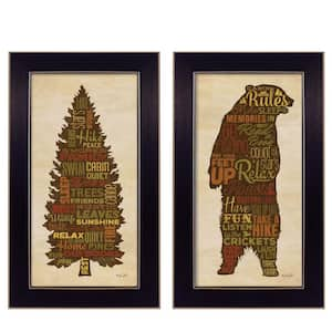 "Cabin Rules" 2-Piece Framed Wall Art Print 20 in. x 22 in. Modern Home Decoration Art For Living Room by Lauren Rader