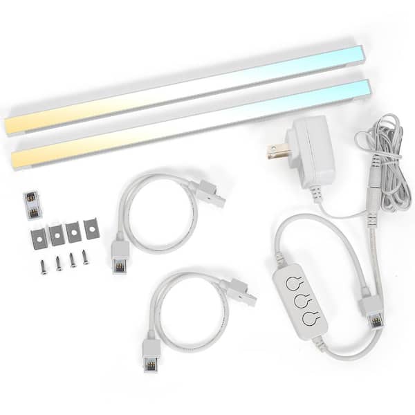 12 in. Plug-In Aluminum Integrated LED Linkable Under Cabinet Light 2-Pack