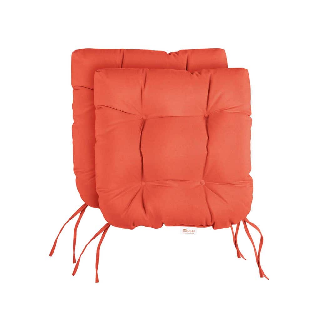 Sunbrella Canvas Melon Tufted Chair Cushion Round U-Shaped Back 19 x 19 x 3