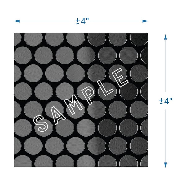 SpeedTiles Take Home Sample - Penny SB Black 4 in x 4 in x 0.2 in Metal Peel and Stick Wall Mosaic Tile (0.11 sq.ft/Each)