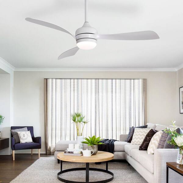 Sofucor 52 in. Indoor/Outdoor White LED Downrod Ceiling Fan with 3