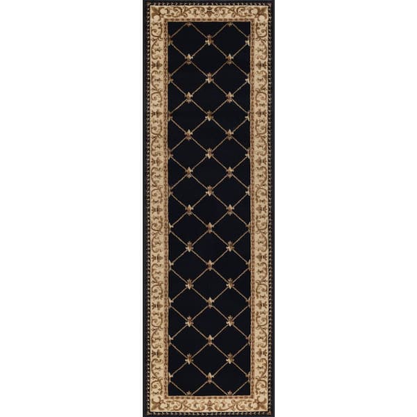 Sensation Border Black 2 ft. x 8 ft. Indoor Runner Rug