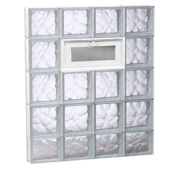 Clearly Secure 31 in. x 36.75 in. x 3.125 in. Frameless Wave Pattern Vented Glass Block Window
