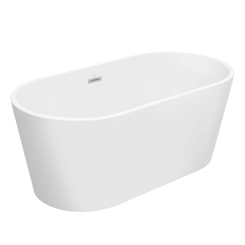 JimsMaison 67 in. Acrylic Freestanding Flatbottom Soaking Bathtub in ...