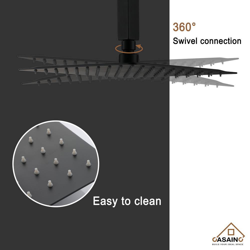 Matte Black 10-Inch Ceiling-Mounted Shower System with Handheld and Tub Filler