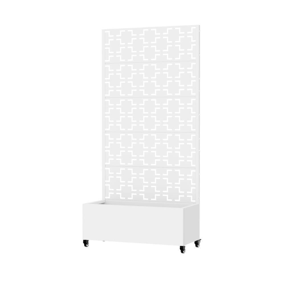 72 in. L x 35 in. W x 16 in. H Rectangular Planter with Square Trellis, White Metal, Outdoor (1-Pack) price history on PriceWatchPro