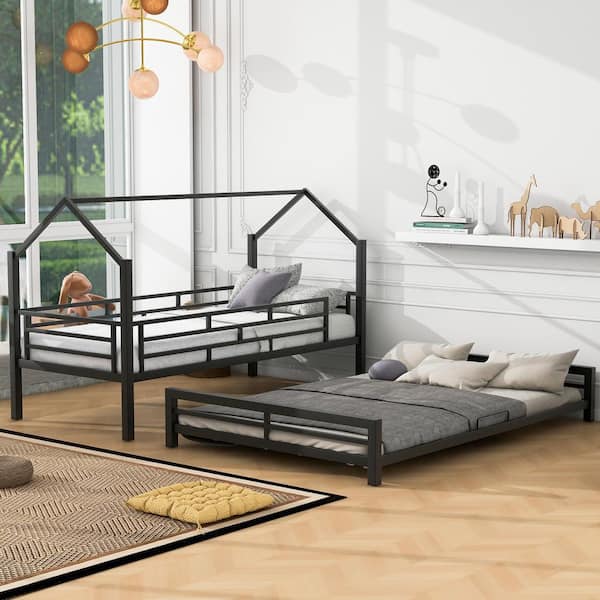 Black railing bed frame discount