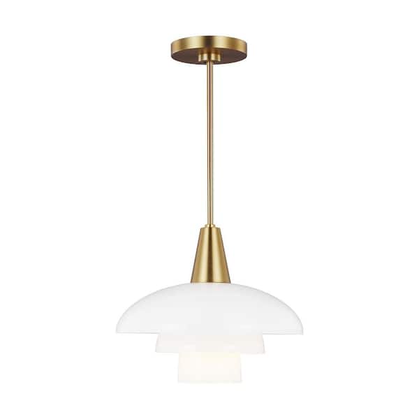 Generation Lighting Rossie 1- -Light Burnished Brass Pendant with Milk White Glass Shade