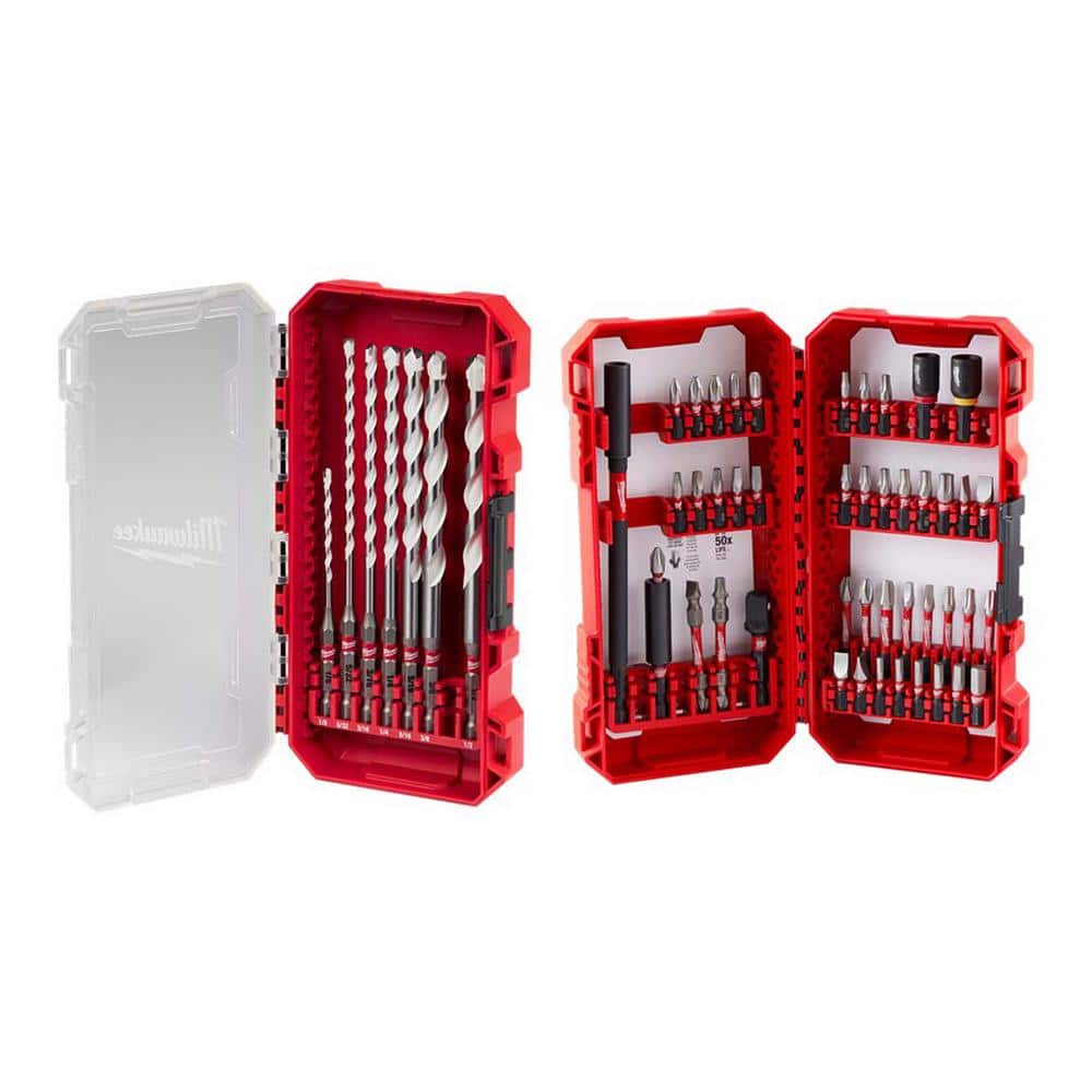 MILWAUKEE SHOCKWAVE Carbide Multi-Material Drill Bit Set with SHOCKWAVE Impact Duty Alloy Steel Screw Driver Bit Set (52-Piece) (48-20-8899-)