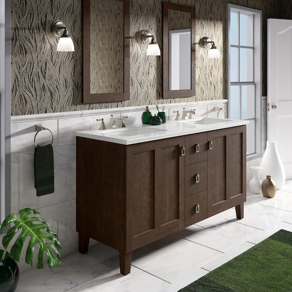 KOHLER Poplin 60 in. W x 22 in. D x 35 in. H Bathroom Vanity Cabinet without Top in Claret Suede