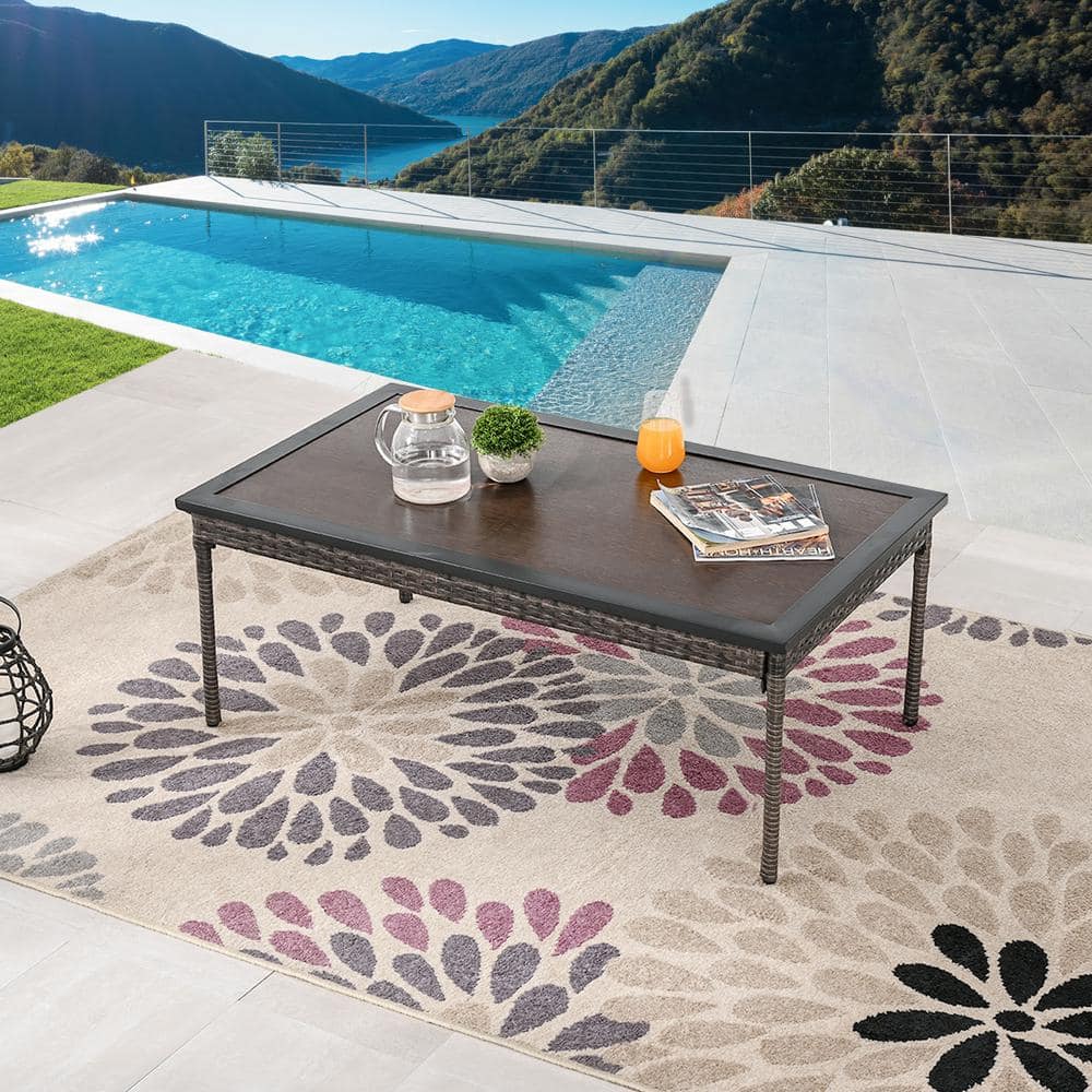 Patio Festival Rectangular Wicker Outdoor Coffee Table PF21268 - The ...