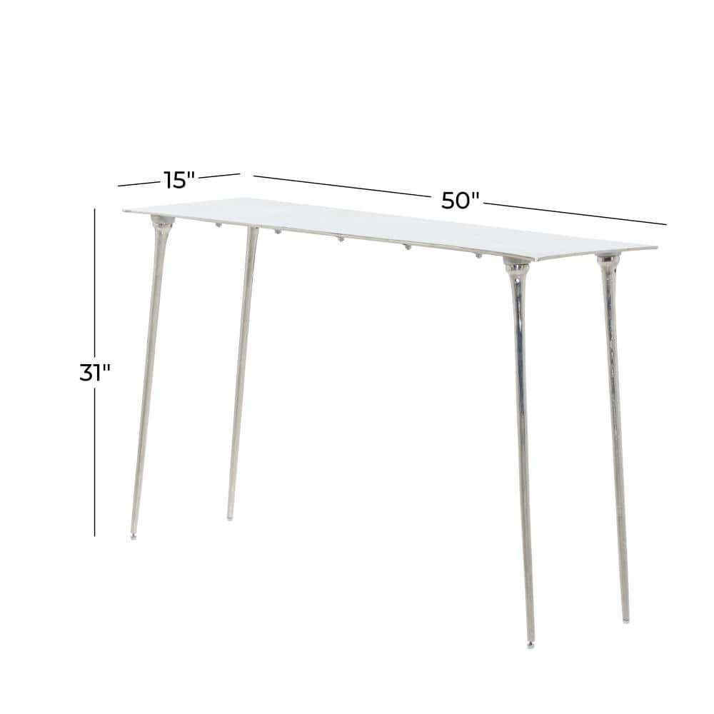 Elegant Starburst Silver Aluminum Console Table, 50" x 31"