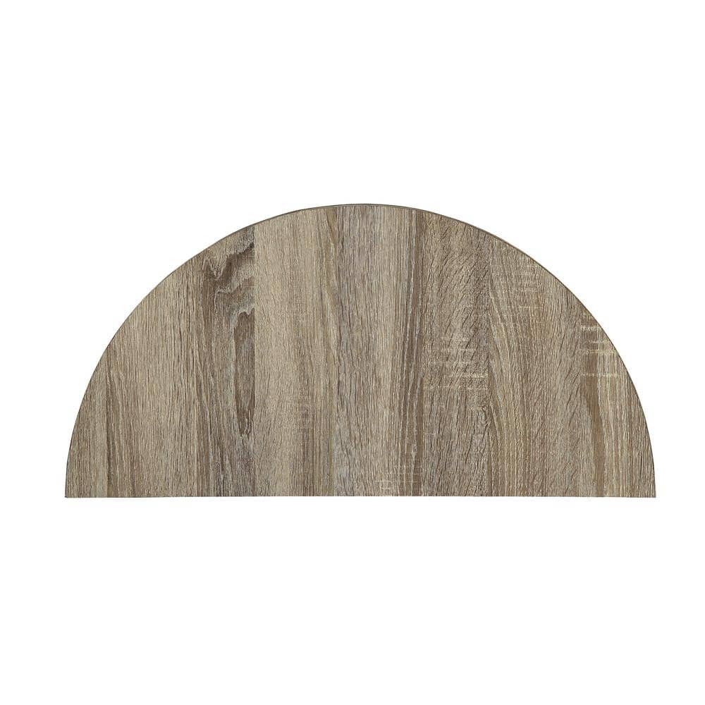 Contemporary Demilune Wooden Console Table with Open Shelf in Gray Oak