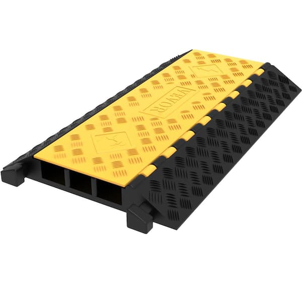 37 in. x 20 in. x 3 in. Clamshell Cable Organizer 3-Channel Speed Bump 44,000 lbs. Load Cable Protectors Ramps, 1-Pack