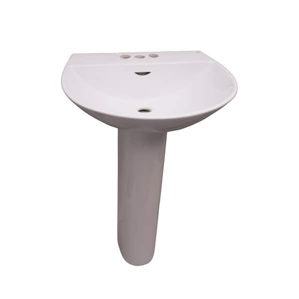 Barclay Products Reserva 600 22 in. Pedestal Combo Bathroom Sink for 4 in. Centerset in White
