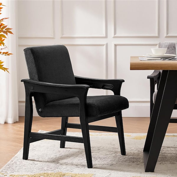 Lenny Black 23.5 in. W Modern Upholstered Dining Chair with Solid Wood Legs