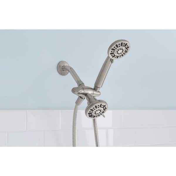4-spray 3.5 in. Dual Wall Mount Shower Head and Handheld Shower Head 1.8 GPM in Brushed Nickel