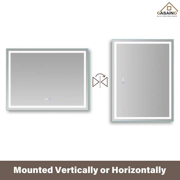 CASAINC 48 in.W x 36 in. H Large Rectangular Frameless LED