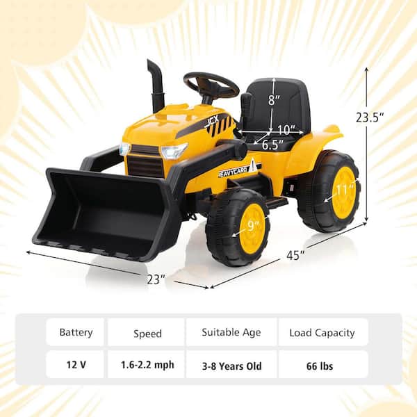 Costway 9 in. 12-Volt Kids Ride On Excavator Digger Electric