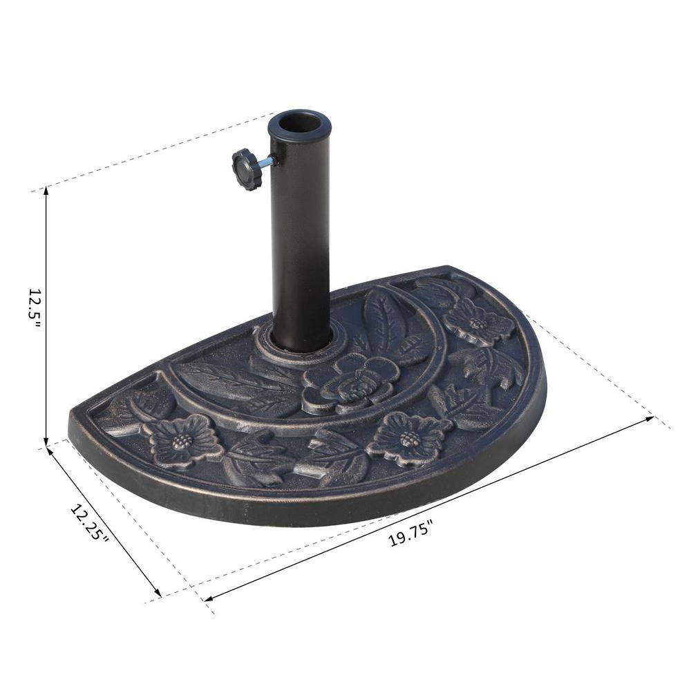 Bronze Half Round Decorative Metal Patio Umbrella Base