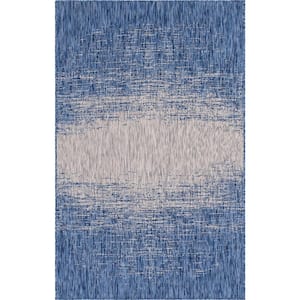 Azure Blue Ombre Outdoor 7 ft. x 10 ft. Area Rug