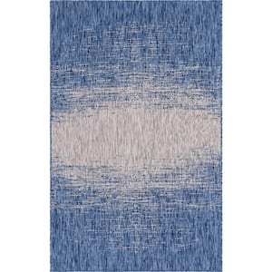 Azure Blue Ombre Outdoor 5 ft. x 8 ft. Area Rug