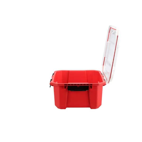 Husky 30-Gal. Professional Duty Waterproof Storage Container with Hinged  Lid in Red 252246 - The Home Depot