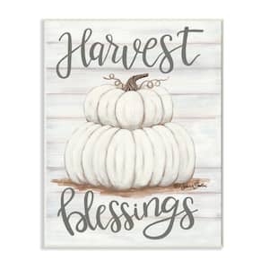 "Farm Fresh Harvest Blessing Sign White Pumpkins" by Sarah Baker Unframed Print Nature Wall Art 10 in. x 15 in.