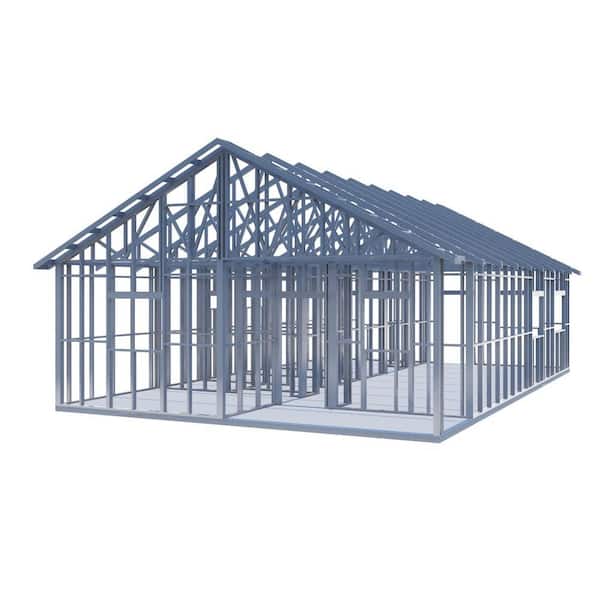 Steel Frame Home Kit for 2 Bed 1 Bath 863 sq. ft. ADU Guest House Home Office Rental Space Traditional Craftsman Design