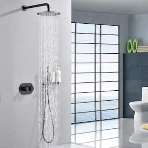 Bathroom Shower System Set 2-Spray Patterns 1.5GPM 8 in. Wall Mount Rain Dual Shower Heads in Matte Black