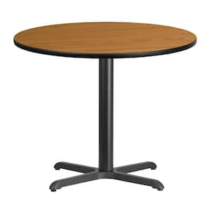 36 in. Round Natural Laminate Table Top with 30 in. x 30 in. Table Height Base