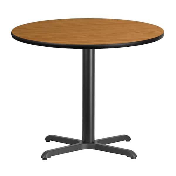 Flash Furniture 36 in. Round Natural Laminate Table Top with 30 in. x 30 in. Table Height Base