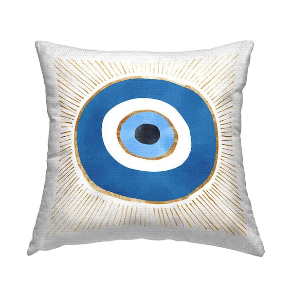 Stupell Industries Blue Spiritual Evil Eye Symbol Pattern Blue Square Outdoor Throw Pillow