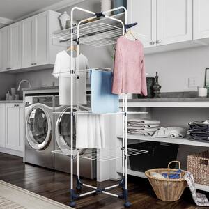 4-Tiered Laundry Station with Collapsible Shelves and Wheels