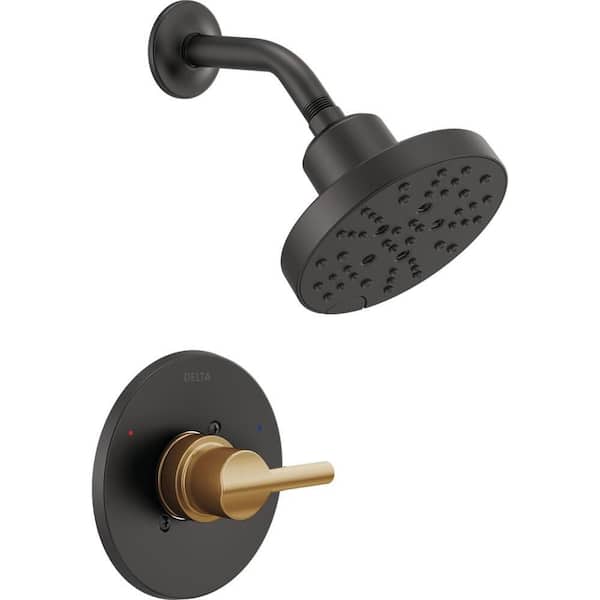 Delta Nicoli Single-Handle 5-Spray Shower Faucet 1.75 GPM with Pressure Balance in Black/Champagne Bronze (Valve Included)
