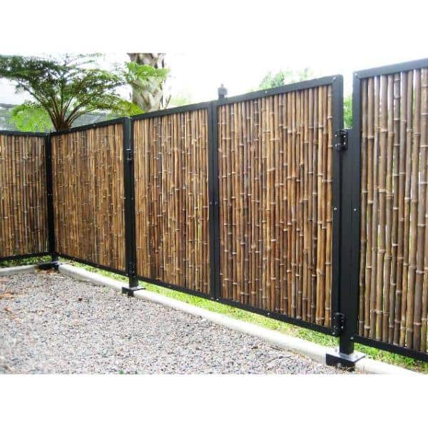 4 ft. H x 8 ft. W Natural Black Bamboo Fencing Garden Screen Rolled Fence Panel