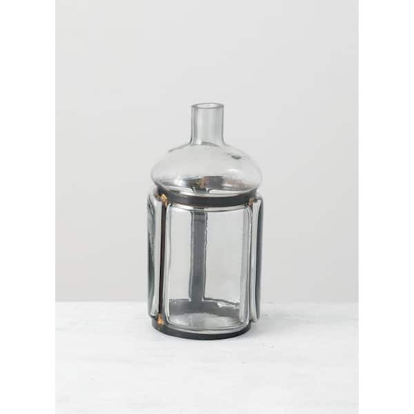 SULLIVANS 10.25 in. Metal and Glass Bottle Vase