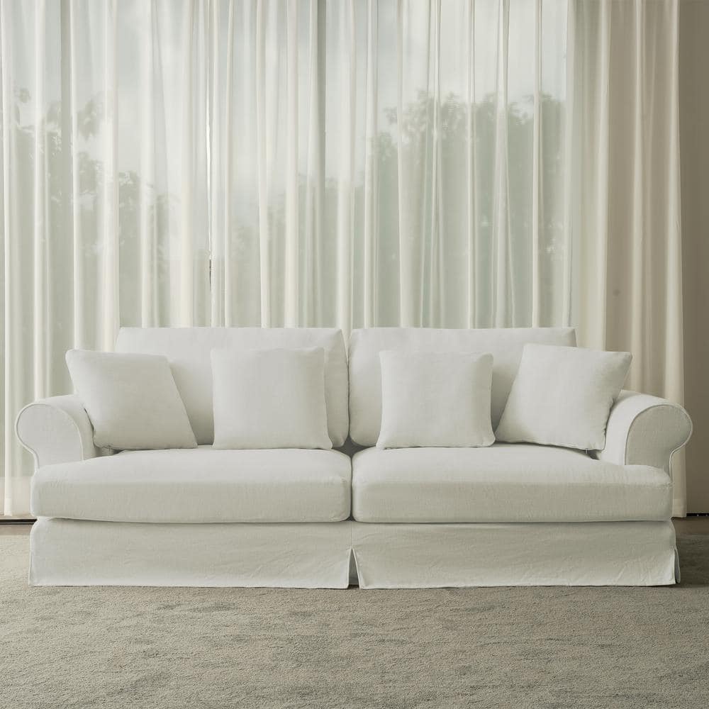 Lazy Style 102 in. Wide Round Arm Cotton and Linen Fabric Removable Covers 
