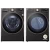 LG 4.5 Cu. Ft. SMART Front Load Washer and 7.4 Cu. Ft. Electric Dryer in Black Steel set