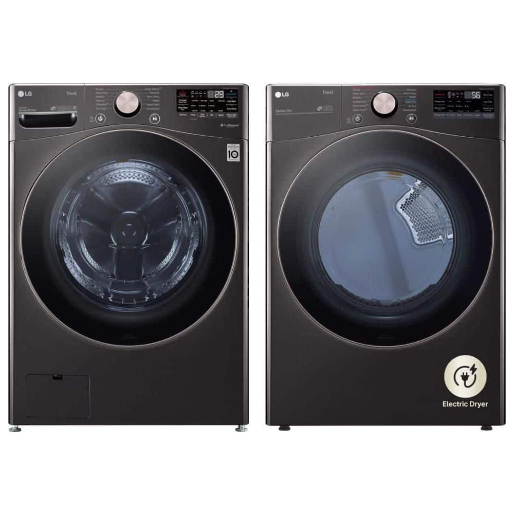 LG 4.5 Cu. Ft. SMART Front Load Washer and 7.4 Cu. Ft. Electric Dryer in Black Steel set - The Home Depot