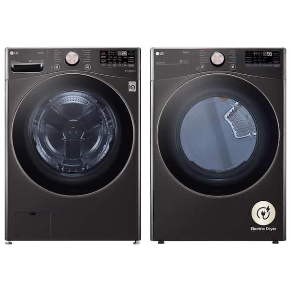 4.5 Cu. Ft. SMART Front Load Washer and 7.4 Cu. Ft. Electric Dryer in Black Steel set