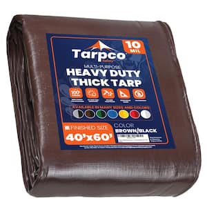 40 ft. x 60 ft. Brown/Black 10 Mil Heavy Duty Polyethylene Tarp, Waterproof, UV Resistant, Rip and Tear Proof