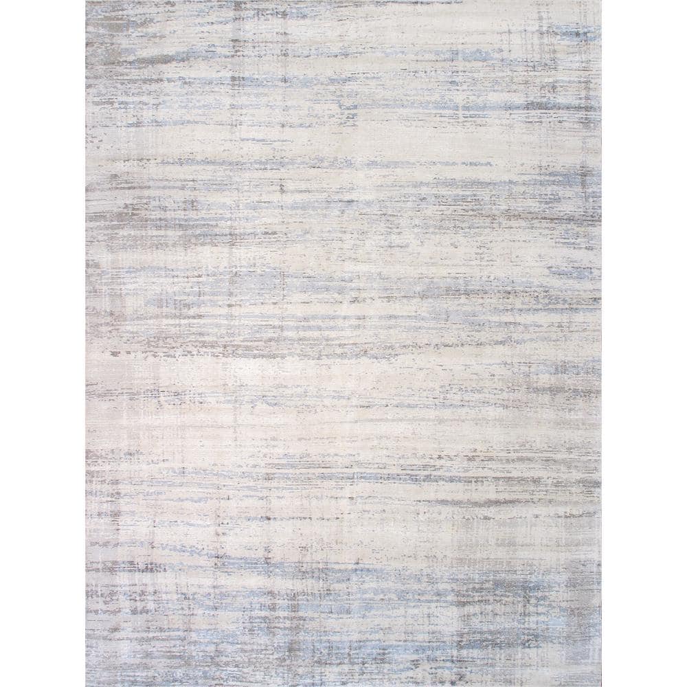 Hand-Loomed Elegance 6' x 9' Blue Wool-Viscose Blend Area Rug