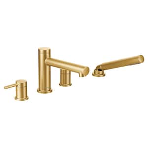 Align 2-Handle Deck-Mount Roman Tub Faucet Trim Kit with Hand Shower Valve Not Included in Brushed Gold